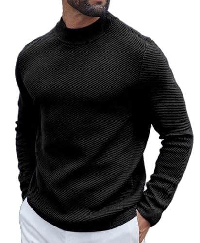 COOFANDY Men's Mock Turtleneck Sweater Long Sleeve Knitted Slim Fit Casual Half Neck Pullover Sweaters