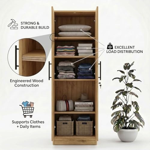 Image of FFO 2 Door Wardrobe | Multi-Purpose Wardrobe Organizer with Shelves | Engineered Wood Cupboard for Living Room, Bedroom & Office | Modern Sideboard Storage Unit Milok DIY.