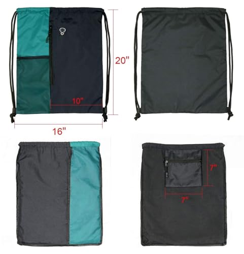 Image of ALASKA Drawstring Backpack Sports Gym Bag Large Size (18 Inch x 14 Inch) for Women & Men, Large Size With Two Zipper Pockets and Water Bottle Mesh Pocket.