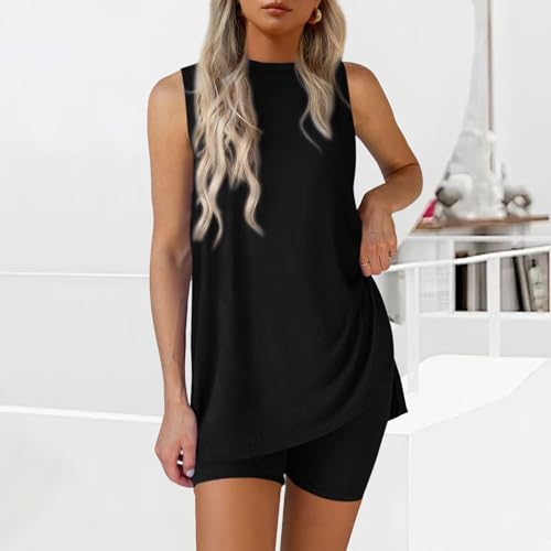 Women's Two Piece Lounge Set Summer Casual Oversized Tanks/Tshirts Biker Shorts Pajamas Set Comfy Soft 2 Piece Outfits3