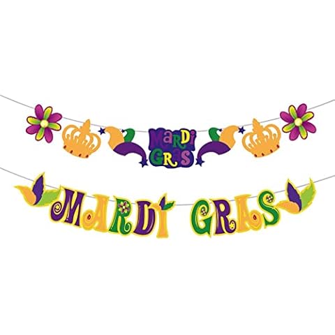 SWYOUN Mardi Gras Party Banner New Orleans Party Decorations Card Bunting Garland Supplies Cover