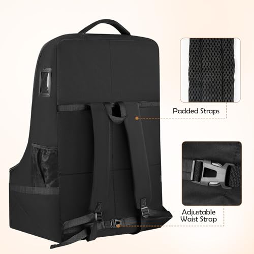 Image of YOREPEK Padded Car Seat Travel Bag for Airplane, Gate Check Carseat Backpack for Air Travel, Baby Travel Essentials for Flying, Car Seat Stroage Cover Bag (All Black)