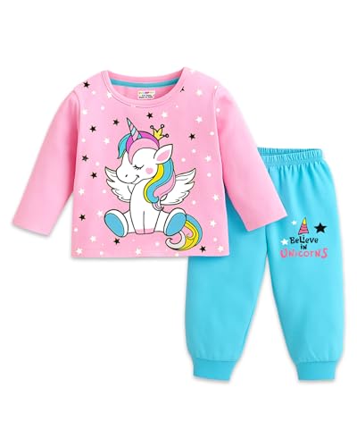 Image of Kuchipoo Girls Regular Fit Cotton T-Shirts and Pyjamas Clothing Set
