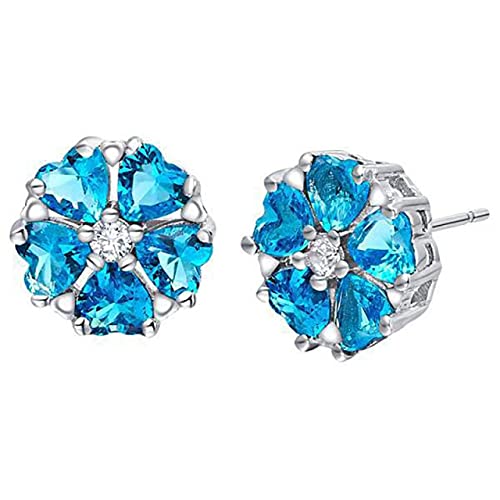 Boucles d'oreilles cœur en argent 925 et pierres précieuses éclatantes