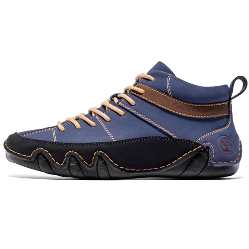 FLYLAND Men's Casual Leather Sneakers Fashion Chukka Boots Lightweight Dress Boots Lace Up Walking Driving Shoes3