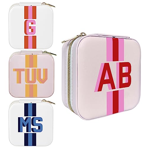 Personalized Shadow Initial Travel Jewelry Organizer, Monogram Cu...