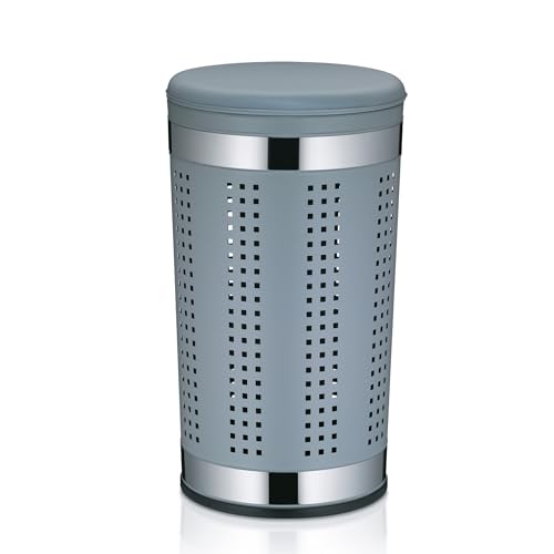 kela Panier à linge avec couvercle, panier à linge en métal gris clair, collecteur de linge 30,5 x 60,5 cm, SEVILLA, métal revêtu