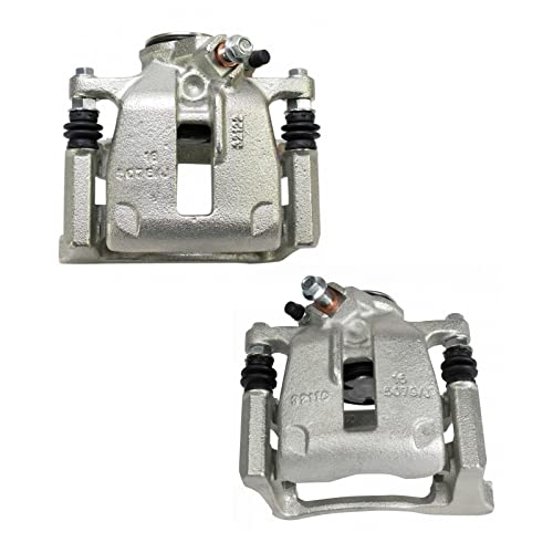 Image of TRQ Rear Brake Caliper Set Zinc Coated Brackets Hardware Compatible with 2015 Audi Q3 Q3 Quattro 2009-2017 Volkswagen CC Passat Tiguan 2018 Tiguan Limited