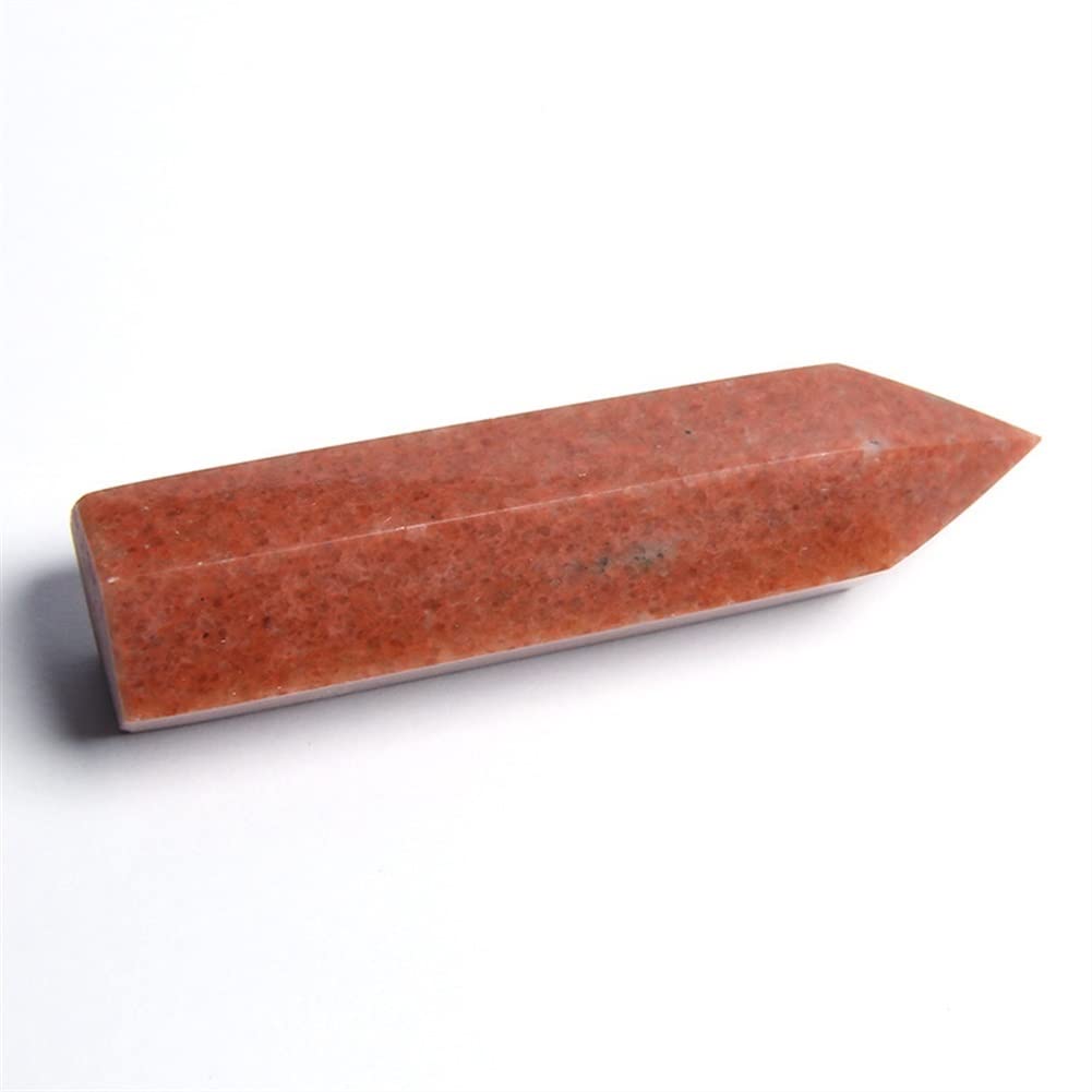 WGPHD Quartz Decoration Natural red Sand Gravel Six Bonded Single -tip Energy Pillars (Size : 9-10CM)