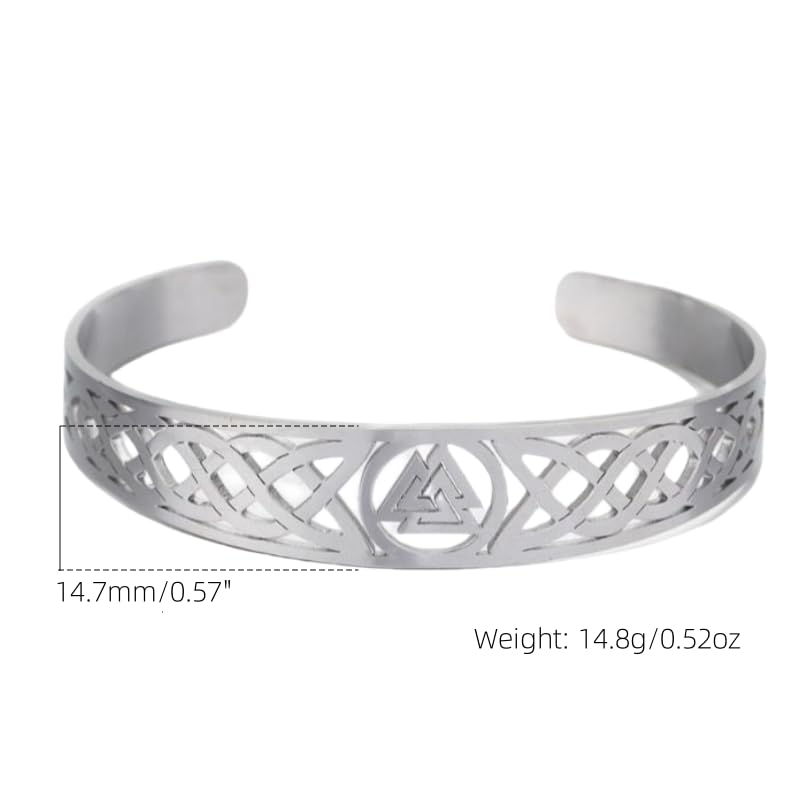 YWMAN Valknut Celtic Knot Bracelet - Stainless Steel Viking Cuff Bangle - Vintage Symbol Norse Amulet Jewelry for Women Men2