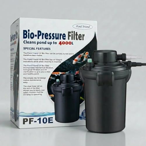 Pond Friend PF-10E Pressure Pond Filter with UV Clarifier - 2-in-1 Biological & Mechanical Filtration - Suitable for Garden Fish Ponds up to 4 000 litres