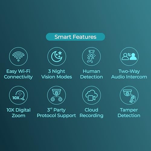 Image of MANOMAY 3MP WiFi CCTV Dome Camera | BIS-ER (STQC Certified) | Full Color Night Vision | Human Detection | 2-Way Audio | 10X Zoom | Memory Card up to 256GB & Cloud | Alexa Support