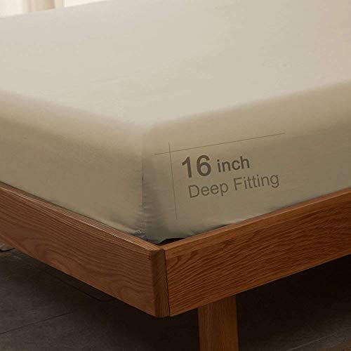 Image of SONORO KATE Bed Sheet Set Super Soft Microfiber 1800 Series Luxury Egyptian Sheets 16-Inch Deep Pocket,Wrinkle and Hypoallergenic-3 Piece (Beige, Twin)