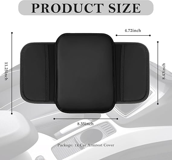 Car Center Console Armrest Cover Pad Fashion PU Leather Car Armrest Cushion Universal Fit for SUV/Truck/Car, Auto Armrest Seat Box Cover with 2 Mobile Pockets, Memory Foam Elbow Comfort Pad(SUV ONLY)