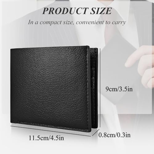 Mens Slim Wallet, PU Leather Credit Card Wallet Bifold Wallets for Men and Boys, Lightweight Men's Wallet for Work, Shopping, Travel (Black)2