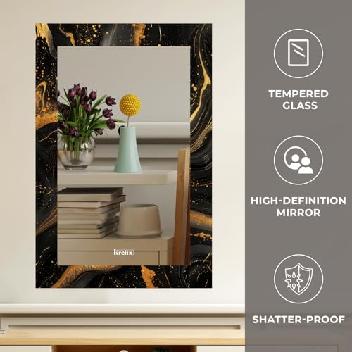 Image of KERLIX Rectangle Decorative Art Unique Fancy Digital Frameless CNC polishing Wall Mirror /Makeup Mirror /Bathroom Mirrors Size (12x18 inch). (4, 12 x 18)