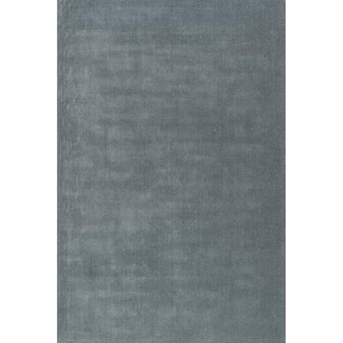 Image of Hand-Tufted Woolen Large Carpets for Living Room 10x14 feet Solid Grey Plain Anti-Skid Area Rug High Pile Thick Carpet & Rugs for Hall & Bedroom