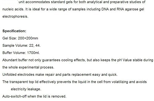 Gowe Horizontal Elektrophorese Tank DNA nukleinsäure-Reinigung und Vorbereitung Gel Größe: 200 * 200 mm