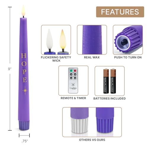 Flameless Advent Candles Battery Operated, Real Wax