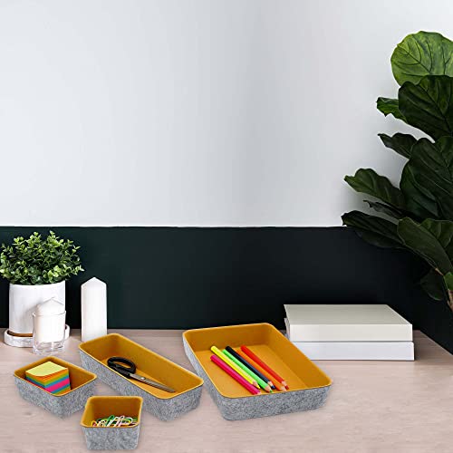 Image of Welaxy 8-Piece Felt Drawer Organizers Curry Desk Tray Makeup Storage