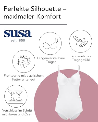 Susa Body mit Bügel I Catania 6552 I 75A ivory I Figurformender Body für Damen aus atmungsaktivem Spacer Material I Formt Taille… – Ansicht 6