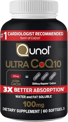 Qunol Ultra CoQ10 100mg 3X Better Absorption Patented Water and Fat Soluble Natural Supplement Form...