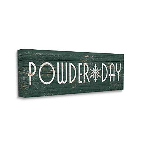 Stupell Industries Powder Day Phrase Snowflake Typography Ski Winter Sports, Design by Daphne Polselli Canvas Wall Art, 24 x 10, Green3