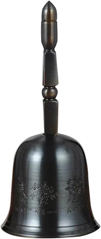 Campana de Servicio, Campana de Mesa, Campana de Mano for Aula Campana Negra de Estilo Antiguo clásico, Campana de Llamada con decoración de patrón Exquisito Frontal de Barra, Regalo de cumpleaños
