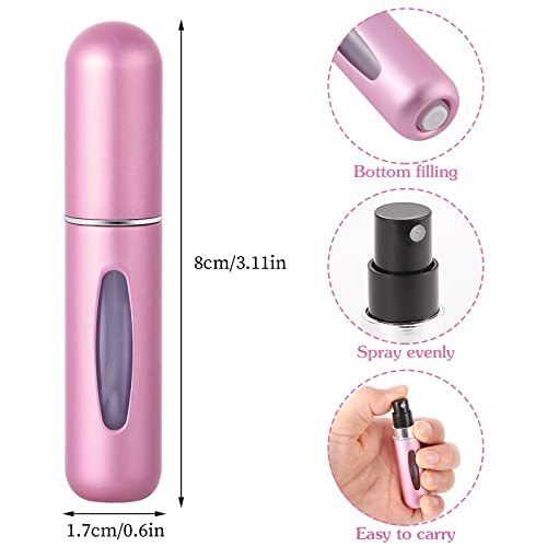 4 Pcs Perfume Spray Bottle, 5ml Travel Perfume Atomiser Bottles Fragrance Atomiser Portable Refillable Bottle for Women Men (Pink, Blue, Purple, Black)3