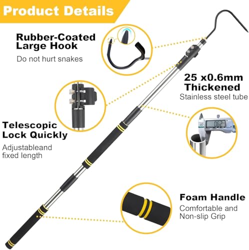 Image of Snake Hook, Stainless Steel Snake Hook and Reptile for Controlling, Moving,Or Catching Snakes 52 inch-79 inch