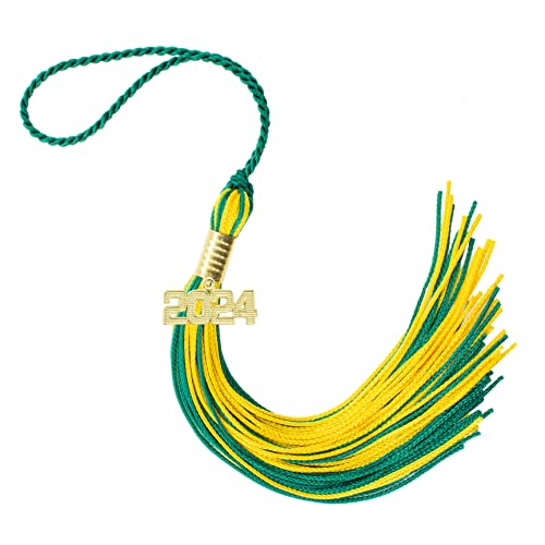 Tassel Depot 2024 Dark Green/Gold Graduation Tassel - Every School Color Available - Made in USA