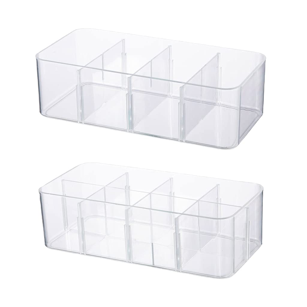 BEIDUOYANG Transparent Acrylic Underwear Drawer Organizer Box 4/8 Grids Compartment Divided Closet Storage Bin Stackable Shelf For Socks Bras Ties Closet Storage Bin Stackable Shelf