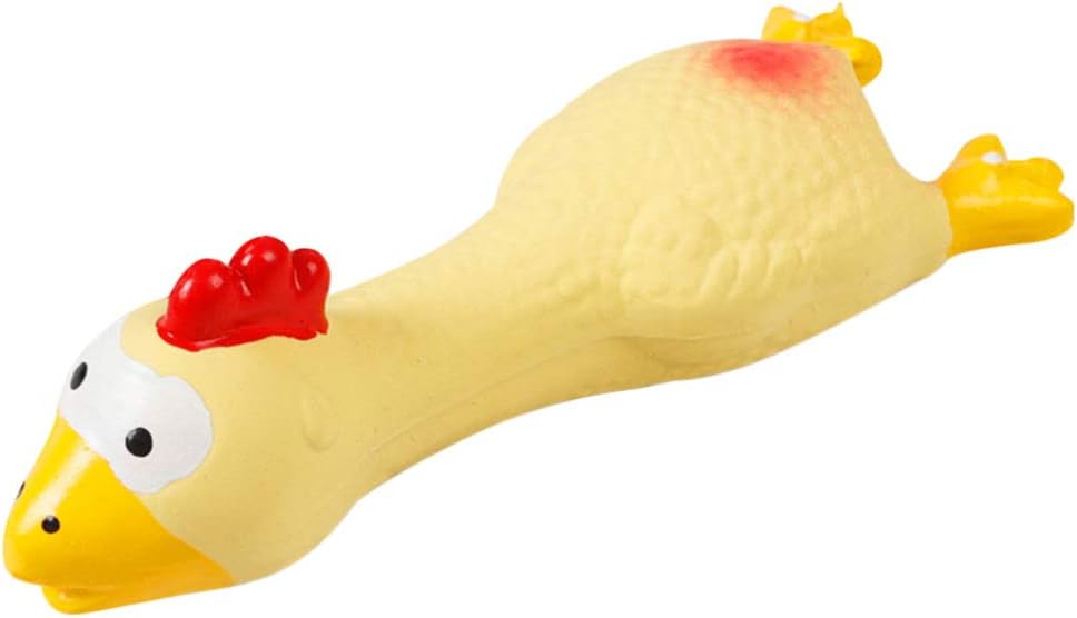 POPETPOP 2Pack Rubber Chicken Dog Toy SqueakDurable Yellow Chicken Dog