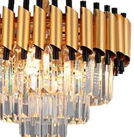 Image of Modern Crystal 400mm Chandelier Gold and Black Pendant Ceiling Light Fixture for Dining Room, Living Room, Bedroom, Foyer, Hallway, Entryway