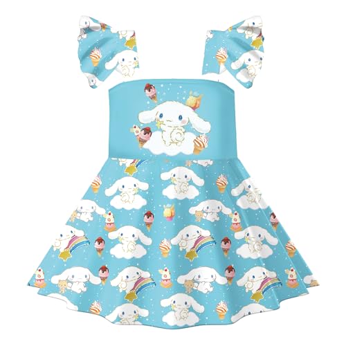 MaxTed Girl's Princess Dress Kawaii Cartoon Character Print Casual Clothes for Kids 4-12 Years