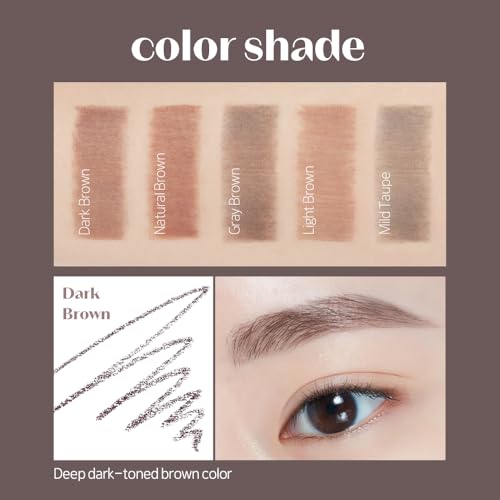 ETUDE Bare Edge Brow Pencil, Eyebrow Pencil, Slim 3D Hexagon, Natural Looking, Korean Makeup, Beauty, Dark Brown (0.003 Ounce)