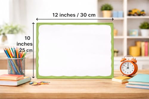 Image of YAJNAS Slate Double-Sided Writing Board, White and Green Chalkboard, 12x10 Inches, Non-Toxic PVC, Learning Tool for Kids & Students