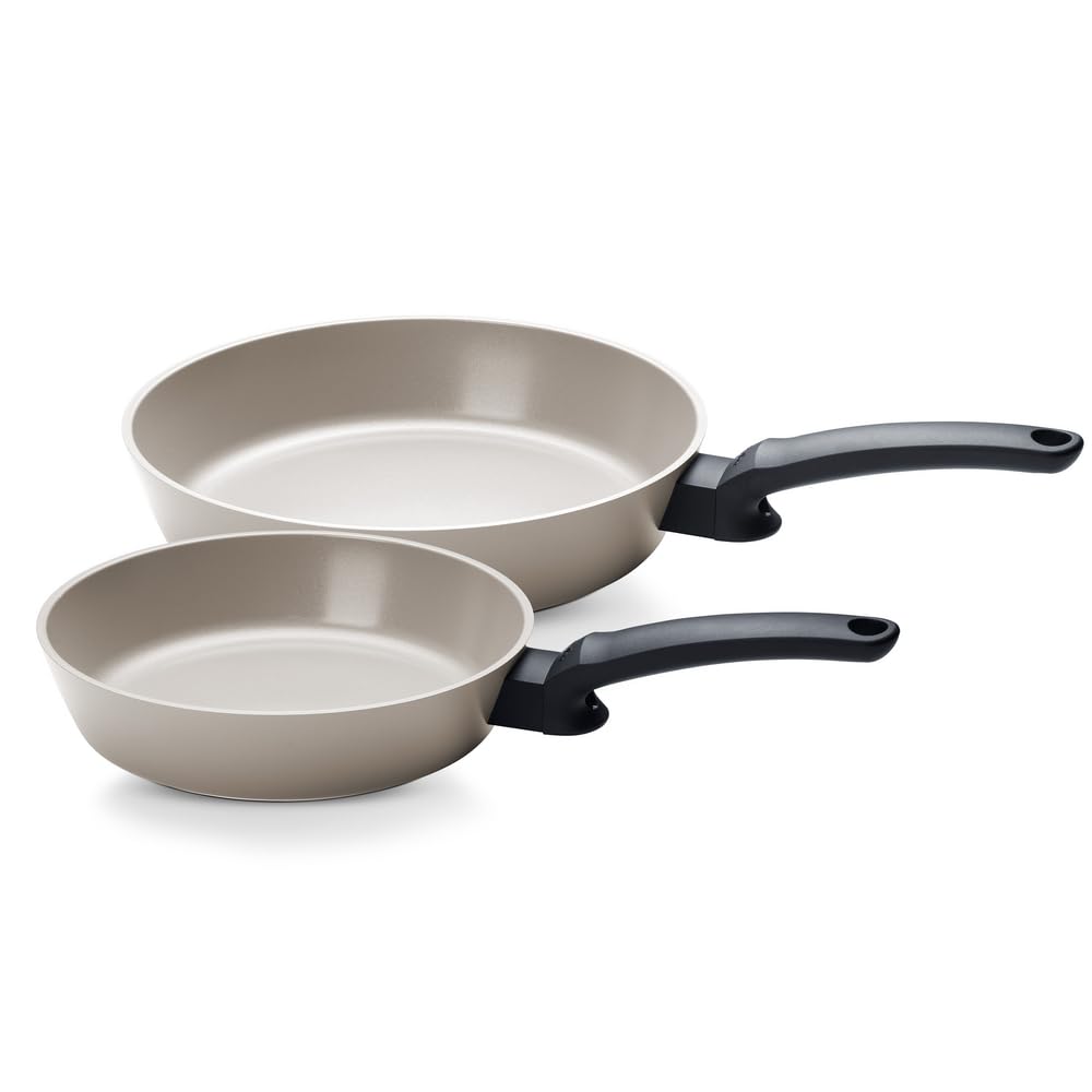 Fissler Ceratal® Evo Comfort Pfannen-Set 2-teilig (24 + 28 cm, Warmgrau) – Made in Germany, Keramikpfannen hergestellt ohne PFAS/PTFE, CookStar® Boden