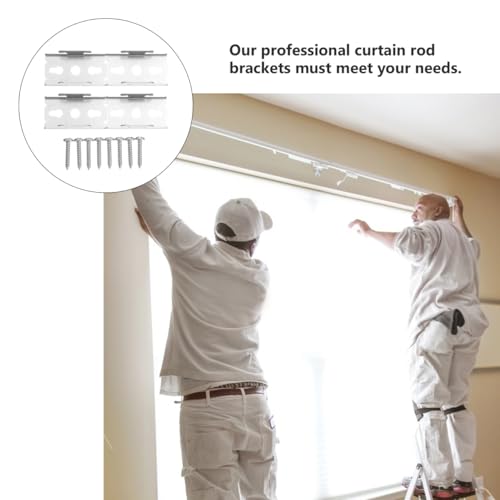 Amosfun Curtain Rod Brackets 4 Pack Low Profile Metal Rod Holders 1.61X0.82X0.39In Wall Mount Curtain Accessories for Window Treatment Home Decor - Image 4