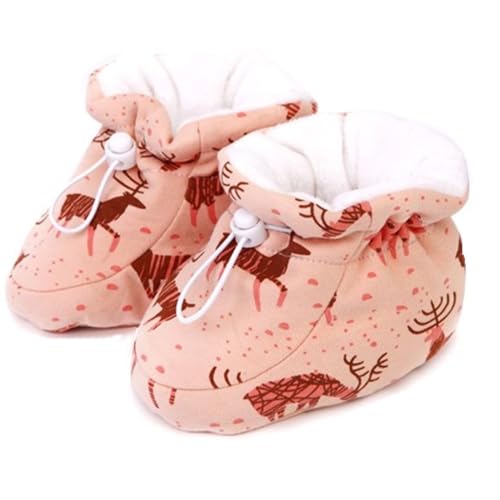 MIXZONES Boys girls Warm Fur Baby Boots, Winter Warm Cozy Fleece Baby Booties,Winter Snow Drawstring Anti-Slip Soft Sole Warm Booties (deer, Toddler, 6 Months, Age, US Footwear Size System, Medium)