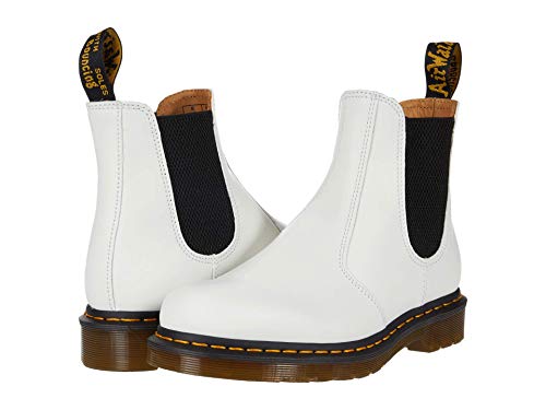 Image of Dr. Martens 2976 Yellow Stitch Smooth Leather Chelsea Boots White Smooth UK 8 (US Men's 9, US Women's 10) Medium