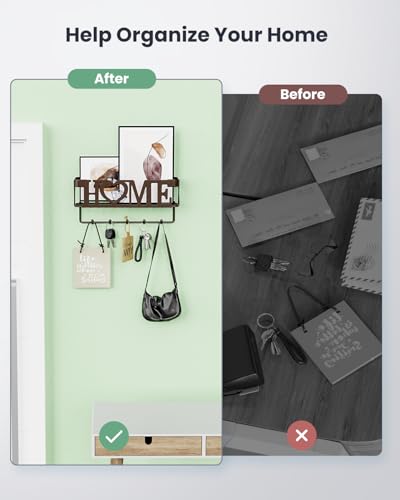 Key-Holder-for-Wall-Self-Adhesive-Key-Holder-Wall-Mount-with-5-Key-Hooks-1102-L275-W492-H-Mail-Organizer-Wall-Mounted-Key-Hanger-for-Wall-Entryway-Home-Decor-Bronze