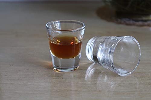 Rocky Shot Glass 2 Pieces - 1 Ounce (30 ml) Clear Glass with Heavy Base - Good for Whiskey Tequila and Espresso, BE024, by BothEarn