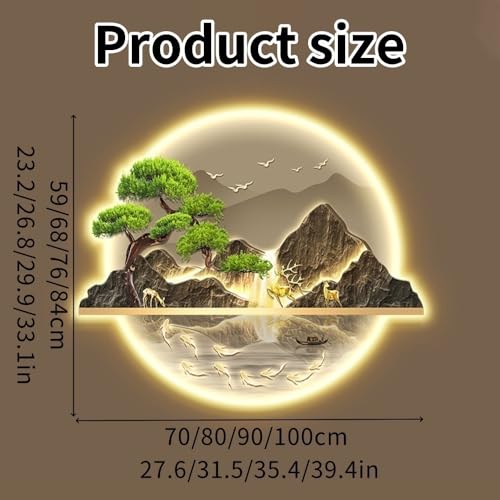 3D Wandkunst Dekor mit LED-Beleuchtung, großes hängendes Gemälde für Wohnzimmer, Schlafzimmer, Küche, Steckernetzteil