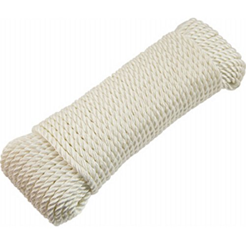 MibroTru-guard 642151 Solid Braided Nylon Rope With Winder, White, 1/8" X 50'