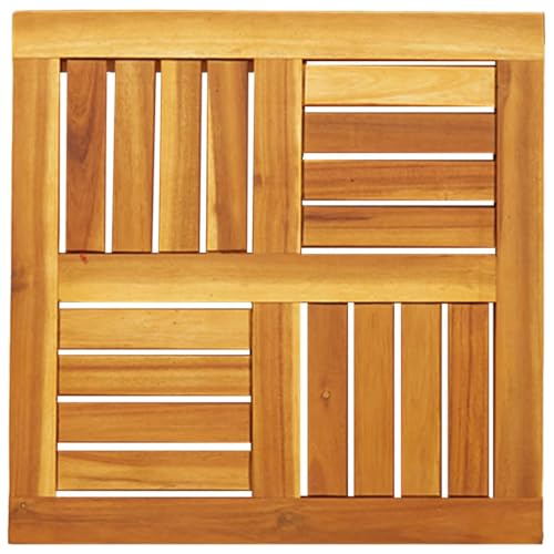 Plateau de table acacia massif extérieur carré marron 50cm