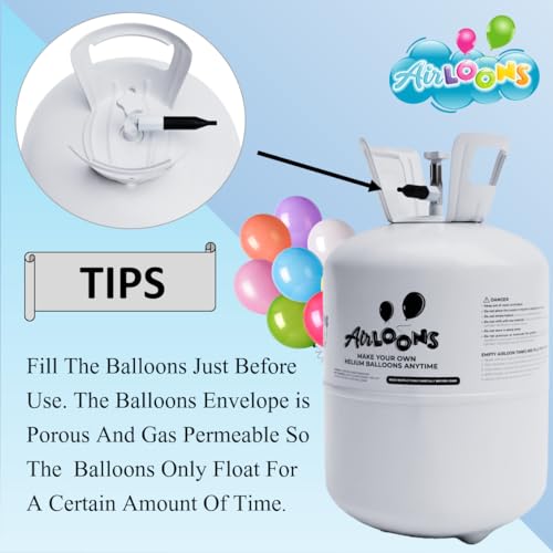 Airloons Helium Balloon Kit with 7.5 Cu Ft Tank – Includes 30 Multicolor 9 inch Latex Balloons, Ribbon & Easy to Fill Nozzle – Easy Setup for Birthdays, Weddings, Baby Showers, DIY Party Décor - Image 5