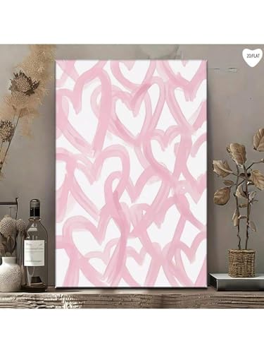 Impression sur toile cœur rose grand format tableau mural encadré 80x140 - 3