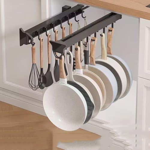 Organizador Extraíble De Ollas Y Sartenes, Soporte Extraíble para Escobas Y Trapeadores, Riel...
