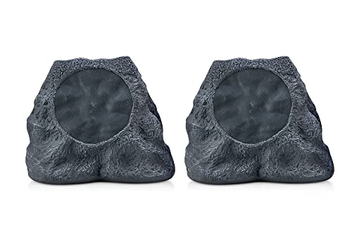 SOUND PRO SPS-4000-SL Bluetooth Solar Multi-Link Wireless Rock Speaker Pair, Gray Slate